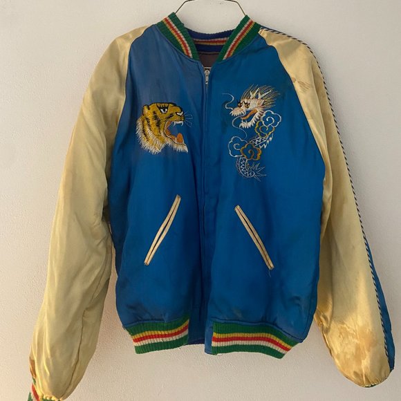 Vintage Silk Embroidered Jacket Men